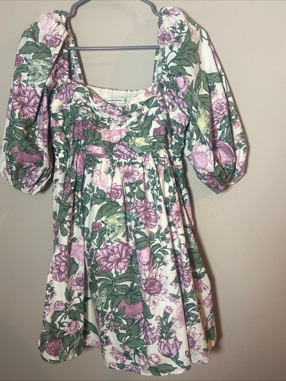 Abercrombie & Fitch Emerson Dress Poplin Puff Sleeve Floral Babydoll Sz Medium